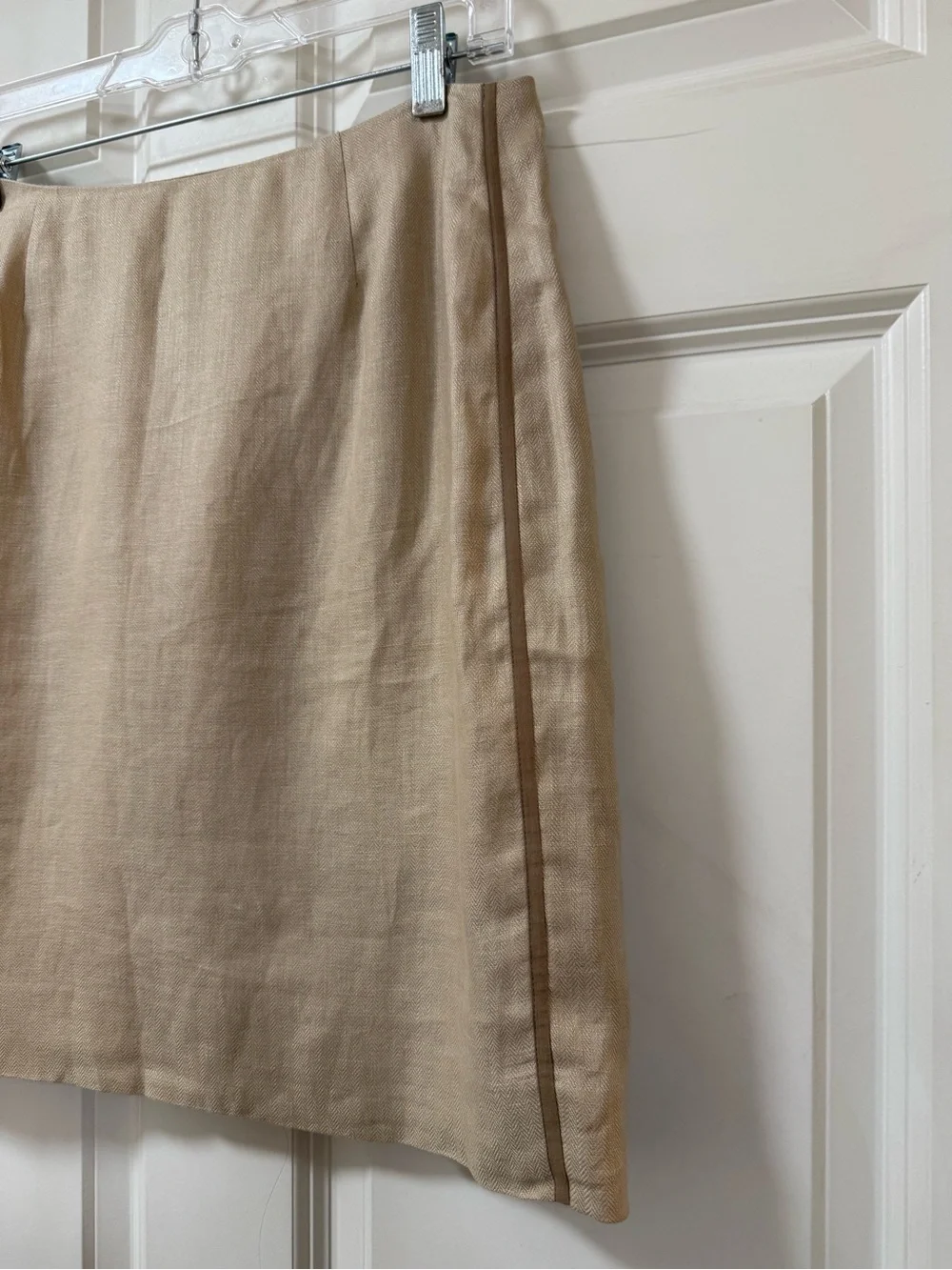 J. Crew collection linen pencil skirt tan beige size 6 quiet luxury office